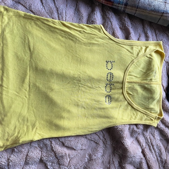 Bright Yellow Bebe Tanktop w/ Semi-Sheer Back - Picture 2 of 4